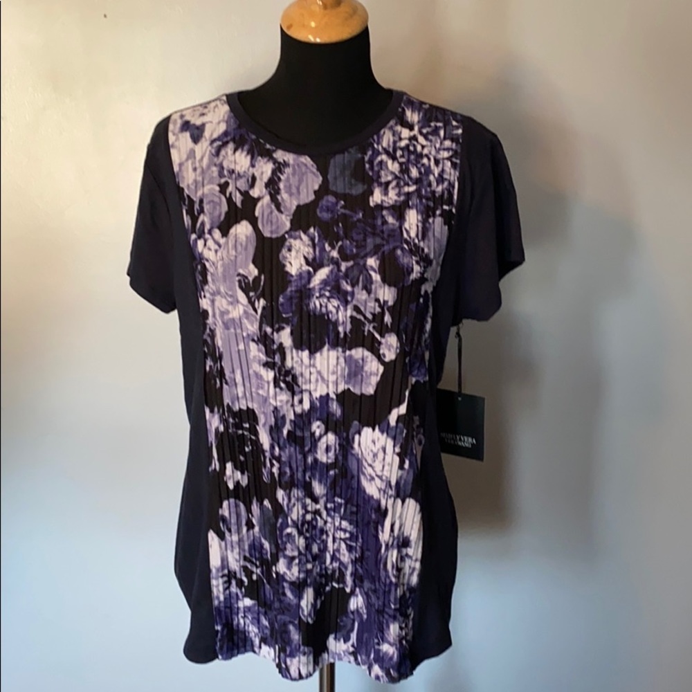 Simply Vera Wang Women’s Top Navy Floral NWT